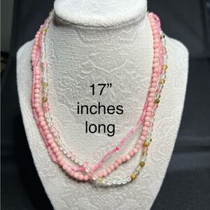 Elegant Pink and Gold Beaded Necklace